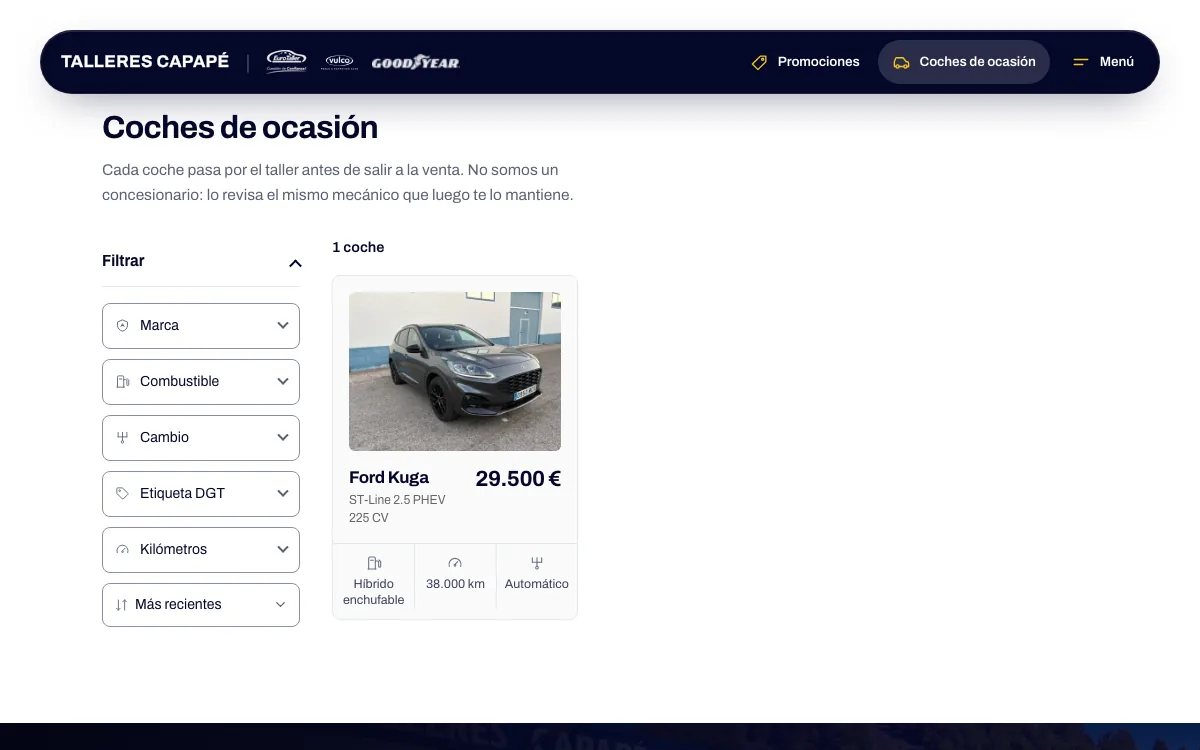 Ficha de producto de Talleres Capapé en escritorio